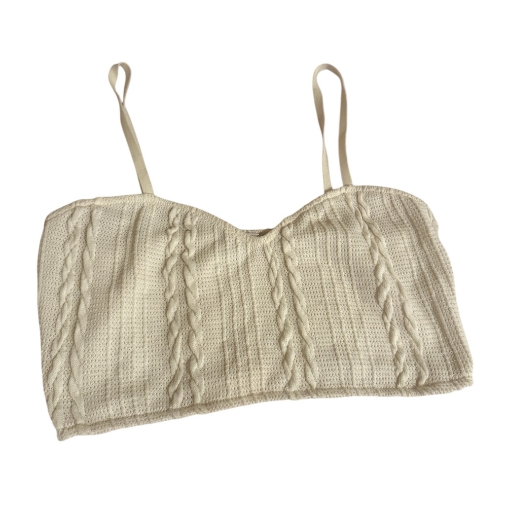 Zara off-white/cream sweetheart neck crop top size large